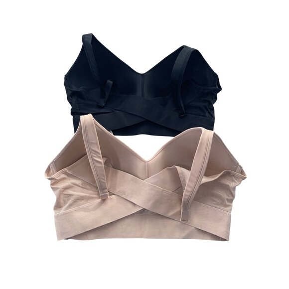 Rhonda Shear 2 Pack Molded Cup Bra with Wrap Back Size Large Black Beige 665.7 - Picture 3 of 10